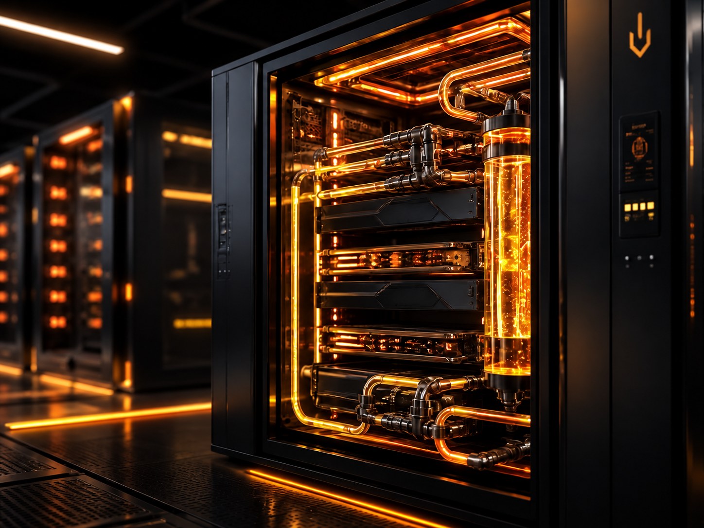 Racks de servidores em um datacenter
